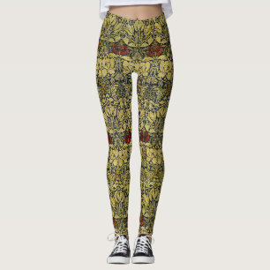 William Morris Gold Tulip Rose Vintage Wallpaper Leggings
