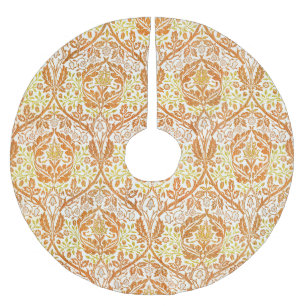 William Morris Golden Bough Orange Floral Art Brushed Polyester Tree Skirt