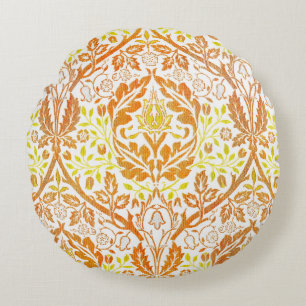 William Morris Golden Bough Orange Floral Art Round Pillow