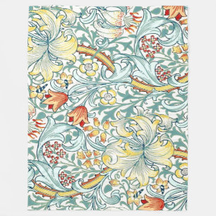 William Morris Golden Lilly Floral Pattern Fleece Blanket