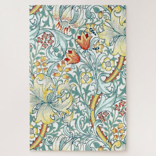 William Morris Golden Lilly Floral Pattern Jigsaw Puzzle