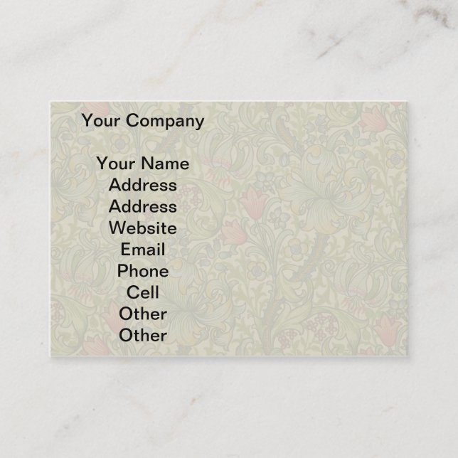 William Morris Golden Lily Antique Business Card (Front)