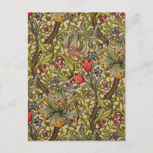 William Morris Golden Lily Antique Floral Pattern Postcard
