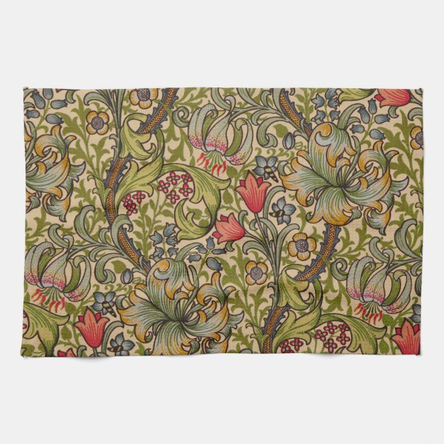 William Morris Golden Lily Antique Kitchen Towel (Horizontal)