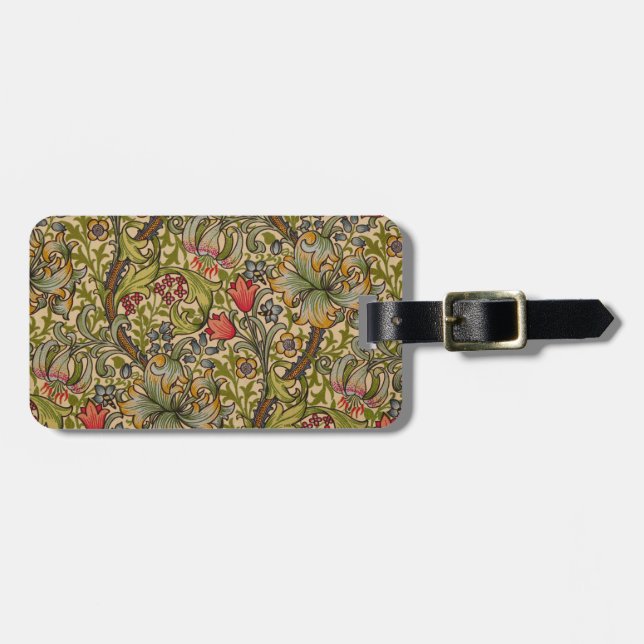 William Morris Golden Lily Antique Luggage Tag (Front Horizontal)