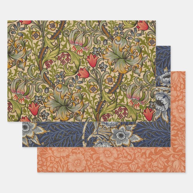 William Morris Golden Lily Antique Wrapping Paper Sheet (Set)