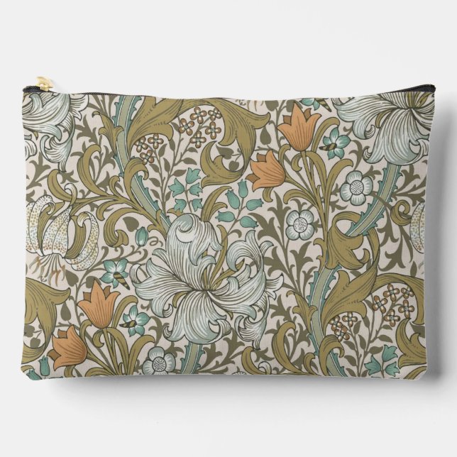 William Morris Golden Lily Blue Gold Classic Accessory Pouch (Front)