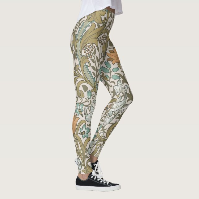 William Morris Golden Lily Blue Gold Classic Leggings (Right)