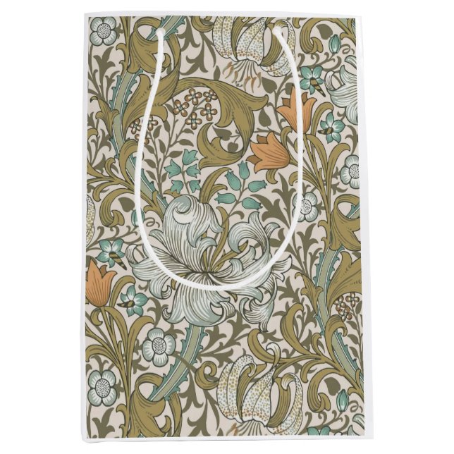 William Morris Golden Lily Blue Gold Classic Medium Gift Bag (Front)