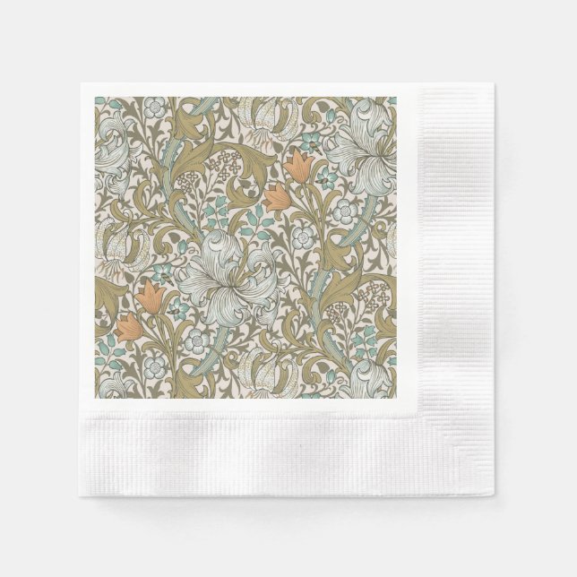 William Morris Golden Lily Blue Gold Classic Napkin (Front)