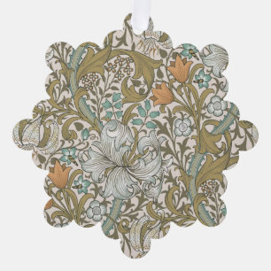 William Morris Golden Lily Blue Gold Classic Ornament Card