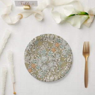 William Morris Golden Lily Blue Gold Classic Paper Plate