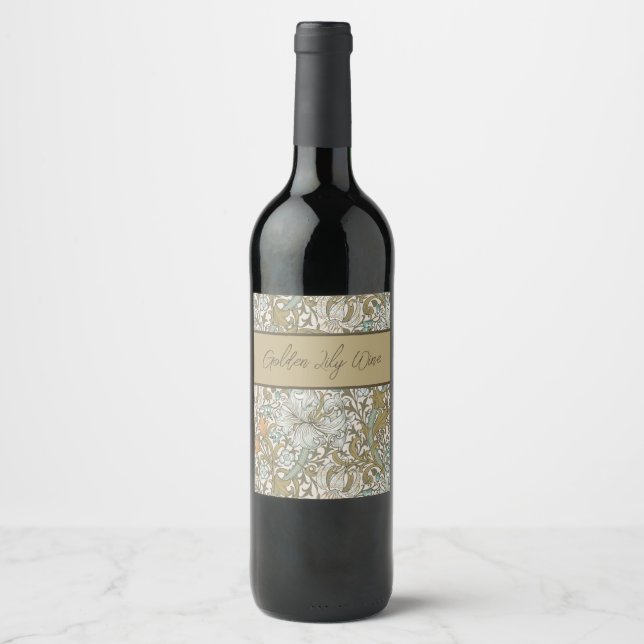 William Morris Golden Lily Blue Gold Classic Wine Label (Front)