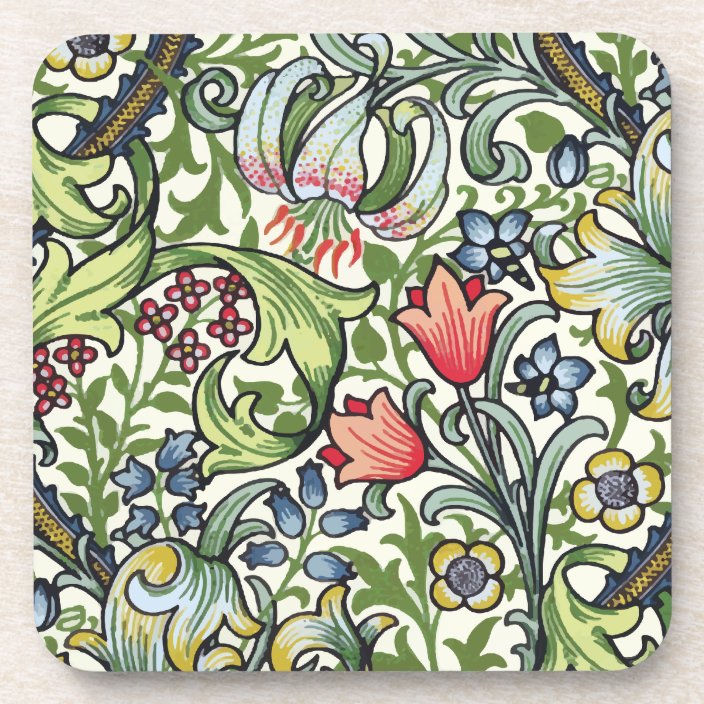 William Morris Golden Lily Floral Chintz Pattern Coaster | Zazzle.ca