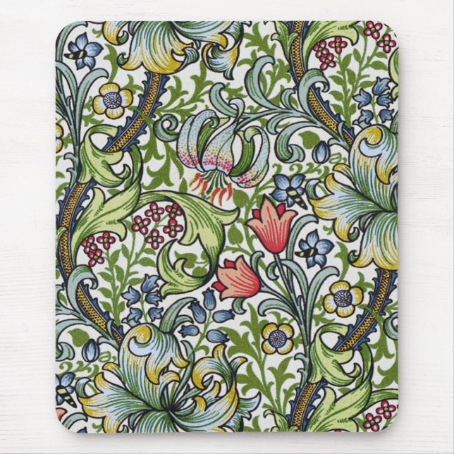 William Morris Golden Lily Floral Chintz Pattern Mouse Pad (Front)