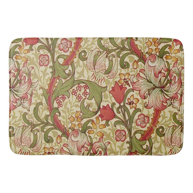 William Morris Golden Lily Floral Pattern Bath Mat (Front)