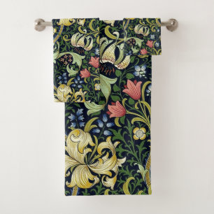 William Morris Golden Lily Floral Pattern Bath Towel Set