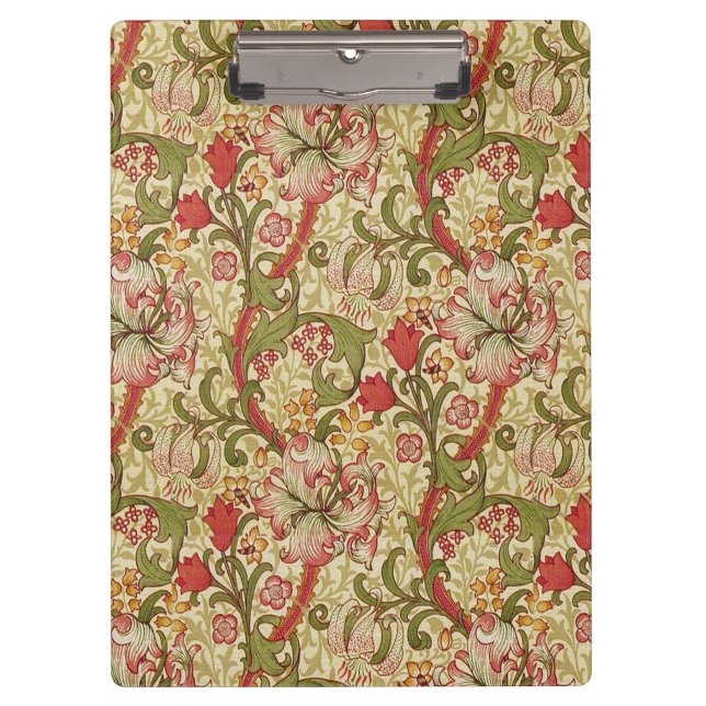 William Morris Golden Lily Floral Pattern Clipboard (Front)