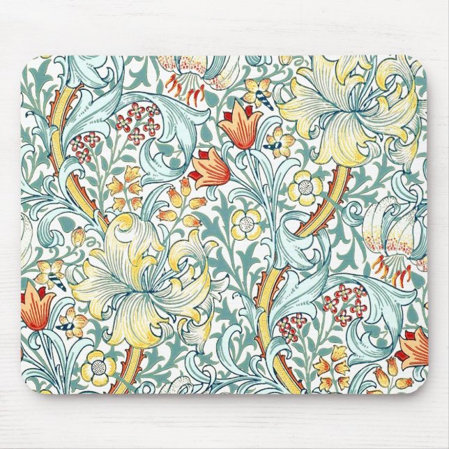 William Morris Golden Lily Floral Pattern Mouse Pad (Front)