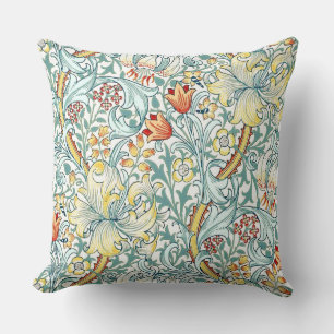 William Morris Golden Lily Floral Pattern Throw Pillow