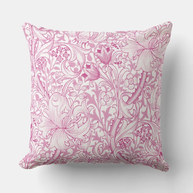 William Morris Golden Lily Floral Pattern Throw Pillow (Front)
