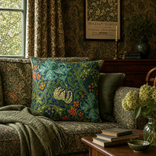 William Morris Golden Lily Floral Pattern Throw Pillow