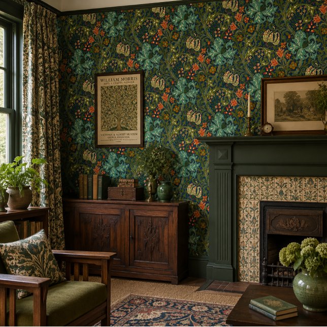 William Morris Golden Lily Floral Pattern Wallpaper (Creator Uploaded)