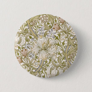 William Morris Golden Lily Garden Flower Classic 2 Inch Round Button