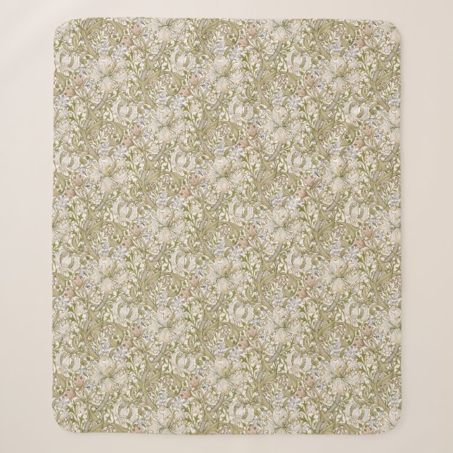 William Morris Golden Lily Garden Flower Classic Sherpa Blanket (Front)