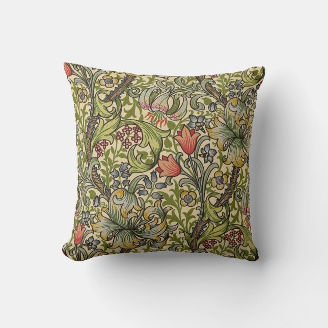 William Morris Golden Lily Restored Pattern Throw Pillow (Front)