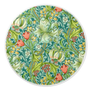 William Morris Golden Lily Vintage Floral Design Ceramic Knob