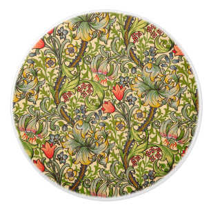 William Morris Golden Lily Vintage Floral Design Ceramic Knob