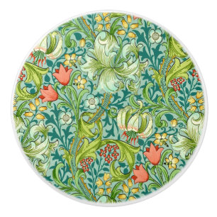 William Morris Golden Lily Vintage Floral Design Ceramic Knob