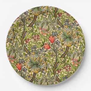William Morris Golden Lily Vintage Floral Design Paper Plate