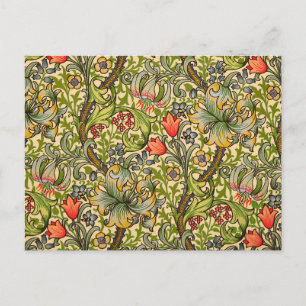 William Morris Golden Lily Vintage Floral Design Postcard