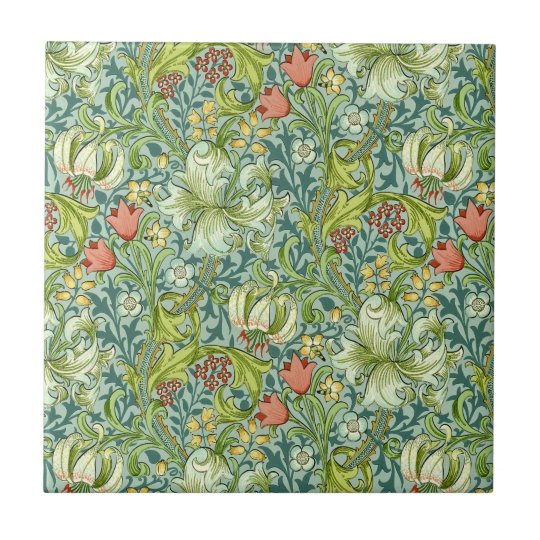 William Morris Golden Lily Vintage Floral Design Tile Zazzle Ca