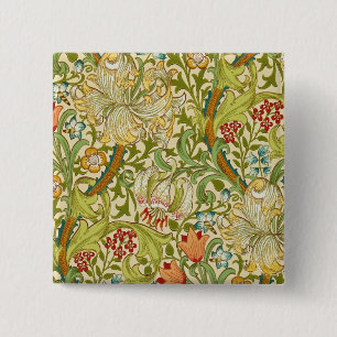 William Morris Golden Lily Vintage Pre-Raphaelite 2 Inch Square Button