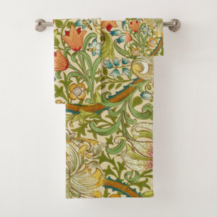 William Morris Golden Lily Vintage Pre-Raphaelite Bath Towel Set