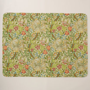 William Morris Golden Lily Vintage Pre-Raphaelite Sherpa Blanket