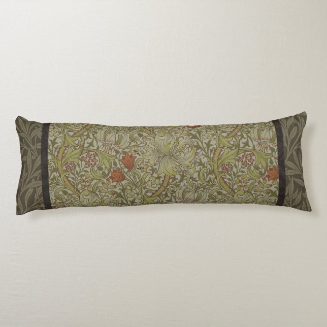 William Morris Golden Lily Willow Bough Pattern Body Pillow (Back)