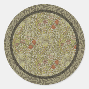 William Morris Golden Lily Willow Bough Pattern Classic Round Sticker