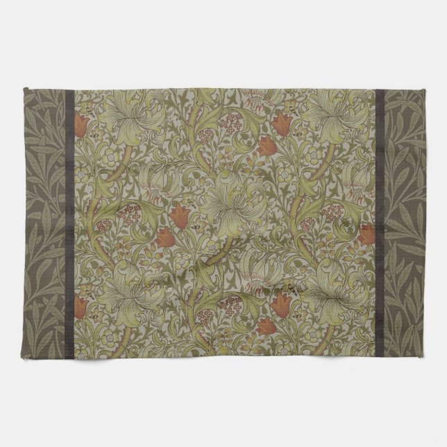 William Morris Golden Lily Willow Bough Pattern Kitchen Towel (Horizontal)