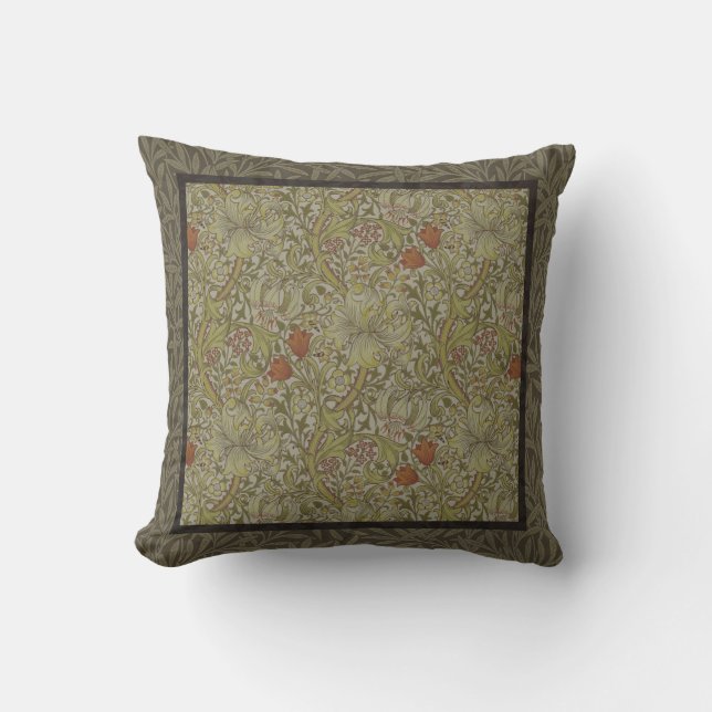 William Morris Golden Lily Willow Bough Pattern Throw Pillow (Front)