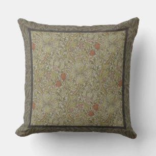 William Morris Golden Lily Willow Bough Pattern Throw Pillow