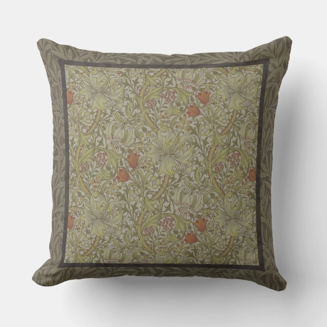 William Morris Golden Lily Willow Bough Pattern Throw Pillow (Front)