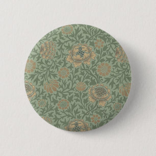 William Morris Grafton Floral Pattern Sage Green 2 Inch Round Button