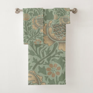 William Morris Grafton Floral Pattern Sage Green Bath Towel Set
