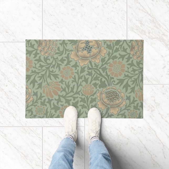 William Morris Grafton Floral Pattern Sage Green  Doormat (Indoor)