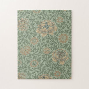 William Morris Grafton Floral Pattern Sage Green Jigsaw Puzzle