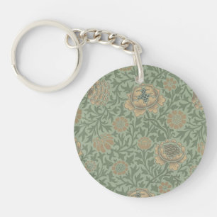 William Morris Grafton Floral Pattern Sage Green  Keychain